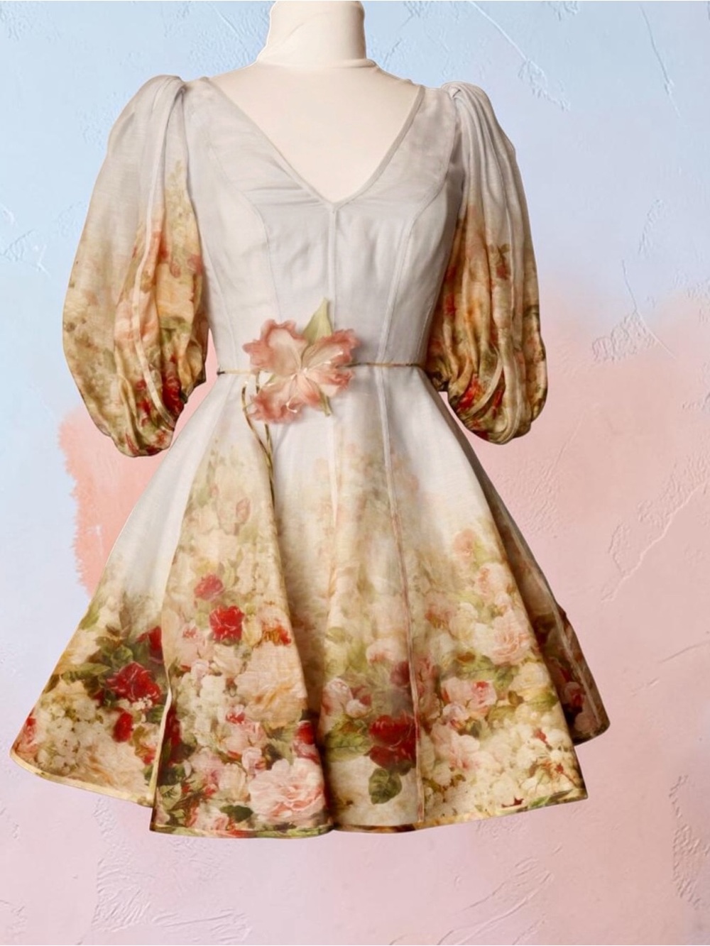 ZIMMERMANN Luminosity Flip Dress in Rosy Garden Floral Print - Picture 9 of 14